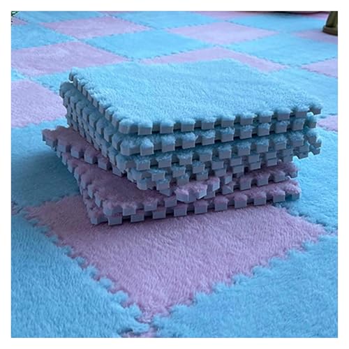 Interlocking Mat Wasserdicht Hochelastische Spielm 30 Stück Plüsch-Puzzle-Teppichquadrate, Schaumstoff-Puzzle-Bodenmatte, weicher, flauschiger, ineinandergreifender quadratischer Schaumstofffliesen-Te von MEYINGOU