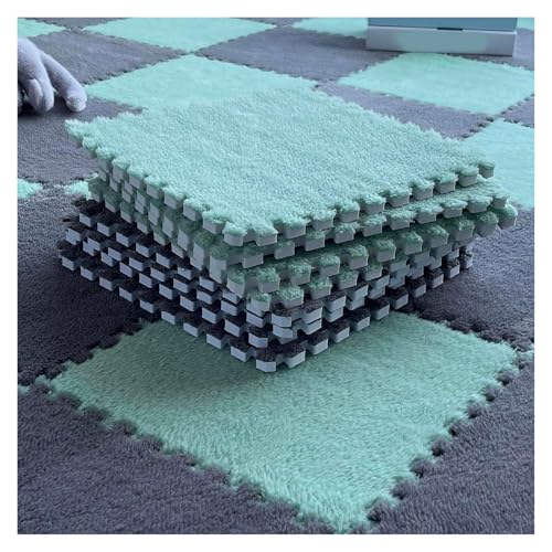 Interlocking Mat Wasserdicht Hochelastische Spielm 30 Stück Plüsch-Puzzle-Teppichquadrate, Schaumstoff-Puzzle-Bodenmatte, weicher, flauschiger, ineinandergreifender quadratischer Schaumstofffliesen-Te von MEYINGOU