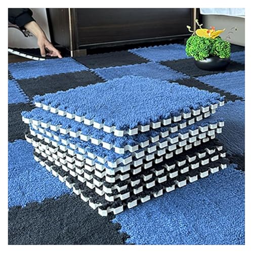 Interlocking Mat Wasserdicht Hochelastische Spielm 30 Stück Plüsch-Puzzle-Teppichquadrate, Schaumstoff-Puzzle-Bodenmatte, weicher, flauschiger, ineinandergreifender quadratischer Schaumstofffliesen-Te von MEYINGOU