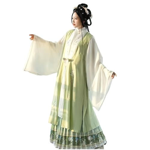 MEYINGOU Chinesischer Stil Cosplay Kostüm,Hanfu Kostüm, For Frauen Langärmeliger Rock mit besticktem Pferdegesicht, traditionelles chinesisches altes Kostüm, Hanfu(Green_Large) von MEYINGOU