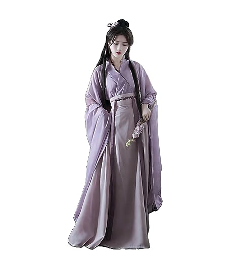 MEYINGOU Chinesischer Stil Cosplay Kostüm,Hanfu Kostüm, Hanfu-Kleid for Damen mit traditionellem Pferderock und weiten Ärmeln im chinesischen Stil mit Kreuzausschnitt(Purple_Medium) von MEYINGOU