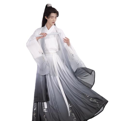 MEYINGOU Chinesischer Stil Cosplay Kostüm,Hanfu Kostüm, Hanfu im chinesischen Stil, Ru-Rock, Wei-Jin-Stil, antike Kleidung, Hanfu for Männer und Frauen(Black_Large) von MEYINGOU