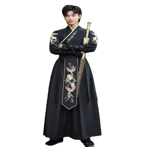 MEYINGOU Chinesischer Stil Cosplay Kostüm,Hanfu Kostüm, Schwarz Wei Jin Hanfu männer Set Antike Stil männer Hanfu Hohe-qualität(Black_Medium) von MEYINGOU