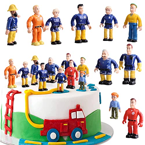 MEZHEN Feuerwehrmann Tortendeko Firemen Figuren Geburtstag Kuchen Deko Feuerwehrmann Kindergeburtstag Deko Torte Tortenaufleger Kuchendeko Geburtstagsdeko 10 Stück von MEZHEN