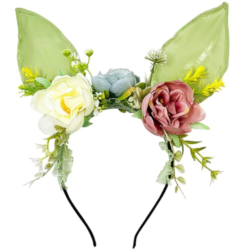 MEZHEN Hase Ohren Stirnband Ostern Kopfschmuck Kaninchen Haarreifen Blumenkrone Haarreifen Tier Kostüm Ostern Dekoration Haarschmuck Stirnbänder Mädchen Haarband Karneval von MEZHEN