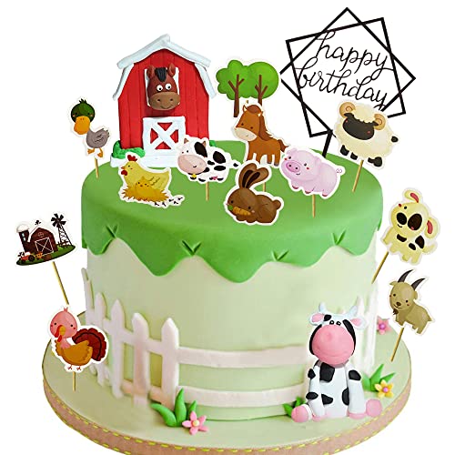 MEZHEN Kuh Tortendeko Tier Cake Toppers Bauernhof Tier Kuchen Dekoration Ländlich Party Kühe Cake Toppers Deko Baby Shower von MEZHEN