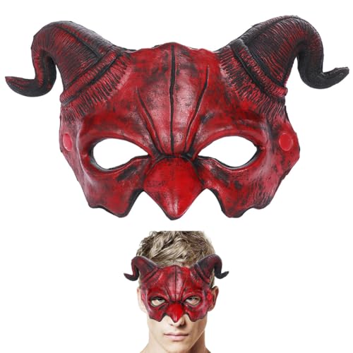 MEZHEN Masken Halloween Maske Gruselige Halloween Kostüm Party Dekoration Maske Horror Cosplay Maskerade Realistische Maske Dämonenmaske Teufel Rot von MEZHEN