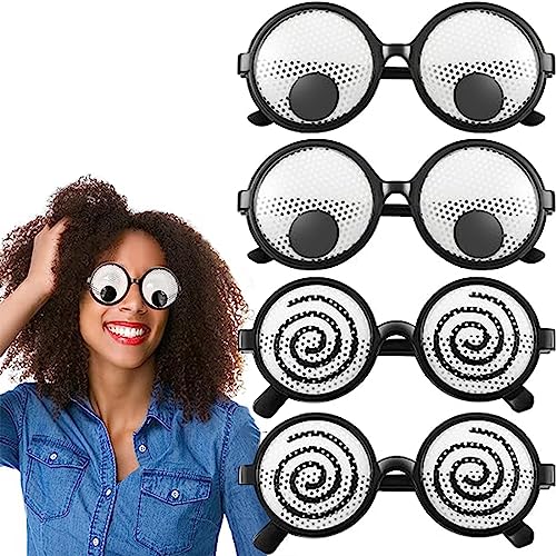 MEZHEN Partybrillen Lustige Brillen Wackelaugen Brille Lustige Glubschaugen Brille Lustige Glubschaugen Brille Kulleraugen Brille für Foto Requisiten die Partei Cosplay 4 Stück von MEZHEN