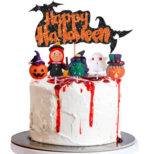 MEZHEN Tortendeko Halloween Kuchen Deko Kürbis Torte Deko Happy Halloween Cake Topper Ghost Kuchendeko Halloween Decoration Muffin Kuchen Topper A von MEZHEN