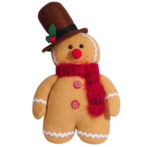 MEZHEN Weihnachten Lebkuchenmann Kuscheltier Plüschtiere Niedliches Lebkuchenmann Plüschtier Dekokissen Weiches Plüsch Doll Geschenke Weihnachten Kinder von MEZHEN