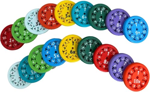 Mathe-Fidget-Spinner, Mathe-Fakten, Multiplikationsübungs-Mathespielzeug, buntes Multiplikations- und Divisions-Finger-Spin-Spielzeug,18pcs von MFDZ