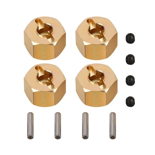 MFHgLKT 4PCS Schwerer Metall Messing Rad Hex Nabe 8mm 9mm 10mm Kompatibel Mit 1/10 RC Crawler 90046 RR10 86100 UTB18 Kompatibles Zubehör(Brass 8MM) von MFHgLKT