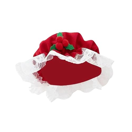 MFUOE Mrs. Claus Hut Spitze Weiß Rot Trim Cap Weihnachtsmann Mop Hut Weihnachten Neujahr Festlich Cosplay Zubehör für Frauen Mädchen Kostüm von MFUOE