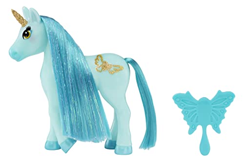 Dream Ella MGA's Dream Bella Kleines Einhorn-SEA GLASS - Zauberzubehör blau mit 1 Schmetterlingsbürste - Mähne & Schwanz stylen - für 14 cm große Puppen - 3+ Jahre alter, 580959EUC von MGA Entertainment