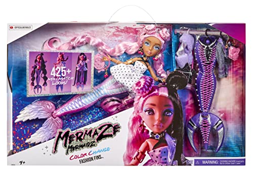 Mermaze Mermaidz Fashion Fins - Morra - Personalisierbare Modepuppe mit Mix & Match Schwänzen, magischer Flosse und Make-Up & Überraschungs-Haarfarbe - Für Kinder und Sammler ab 4 Jahren von MERMAZE MERMAIDZ