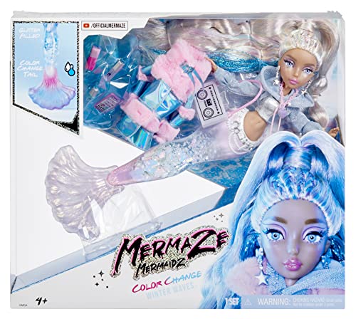 Mermaze Mermaidz Winter Waves - KISHIKO - Meerjungfrauen-Puppe, Flosse mit Farbwechsel, Schwanz mit Glitzerfüllung und Accessoires - Für Kinder und Sammler ab 4 Jahren von MERMAZE MERMAIDZ