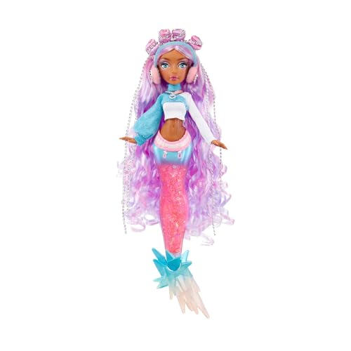 Mermaze Mermaidz Winter Waves - HARMONIQUE - Meerjungfrauen-Puppe, Flosse mit Farbwechsel, Schwanz mit Glitzerfüllung und Accessoires - Für Kinder und Sammler ab 4 Jahren von MERMAZE MERMAIDZ