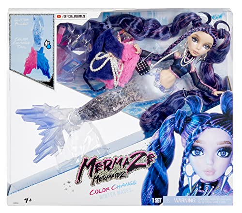 Mermaze Mermaidz Winter Waves - NERA - Meerjungfrauen-Puppe, Flosse mit Farbwechsel, Schwanz mit Glitzerfüllung und Accessoires - Für Kinder und Sammler ab 4 Jahren von MERMAZE MERMAIDZ