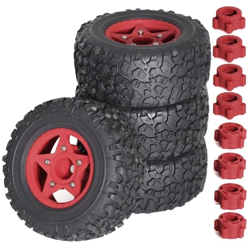 Für Traxxas Für Slash Für Arrma Für Senton Für Vkar Für Sctx10 Für Hpi 1/8 1/10 4 Stück 110mm Short Course Truck Reifen Mit 12mm 14mm 17mm Rad Hex RC Auto Zubehör(Red) von MGHGFYTAS