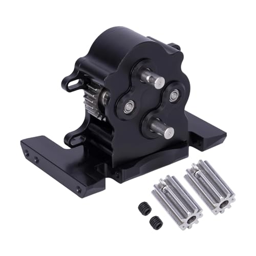 MGHGFYTAS Für Axial Für SCX10 Für Capra PRO Für LCG Cheater Rigs Upgrade Teile RC Crawler Aluminium Dual Getriebe Getriebe Mit Stahl Getriebe RC Auto Zubehör(Black) von MGHGFYTAS