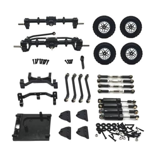 MGHGFYTAS Für MN82 1/12 Metall Vordere Und Hintere Portal Achse Für Chassis Link Stange Zugstange Montieren Stoßdämpfer Reifen Seite Pedal RC Auto Upgrade Teile RC Auto Zubehör(Black) von MGHGFYTAS