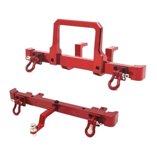 MGHGFYTAS Für MN82 LC79 1/12 Metall Vorne Stoßstange Hinten Mit Tow Haken Dekoration RC Auto Upgrade Teile Zubehör RC Auto Zubehör(Red,Pair) von MGHGFYTAS