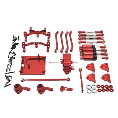 MGHGFYTAS Für MN99S 1/12 Metall Für Chassis Link Stange Zugstange Montieren Öl Stoßdämpfer Getriebe Motor Mount Kit RC Auto Upgrade Teile RC Auto Zubehör(Red) von MGHGFYTAS