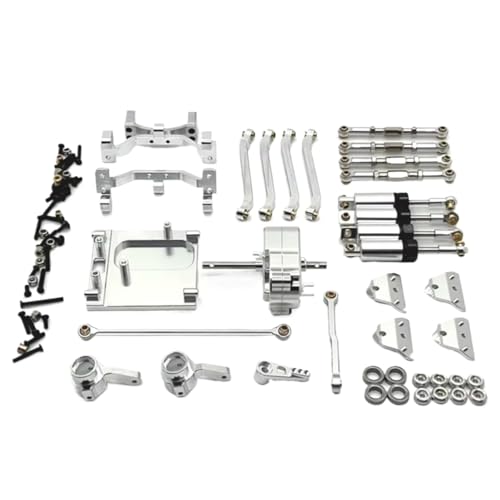 MGHGFYTAS Für MN99S 1/12 Metall Für Chassis Link Stange Zugstange Montieren Öl Stoßdämpfer Getriebe Motor Mount Kit RC Auto Upgrade Teile RC Auto Zubehör(Silver) von MGHGFYTAS