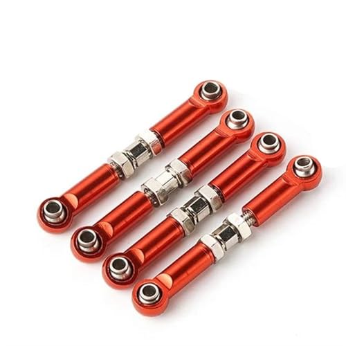 MGHGFYTAS Pull Rod Link Linkage Kompatibel Mit FMS FCX24 1/24 RC-Auto-Upgrade-Teile, Lenkstangensatz Aus Aluminiumlegierung, 4-teiliger Radstand, RC-Lenkstangensatz(Red) von MGHGFYTAS