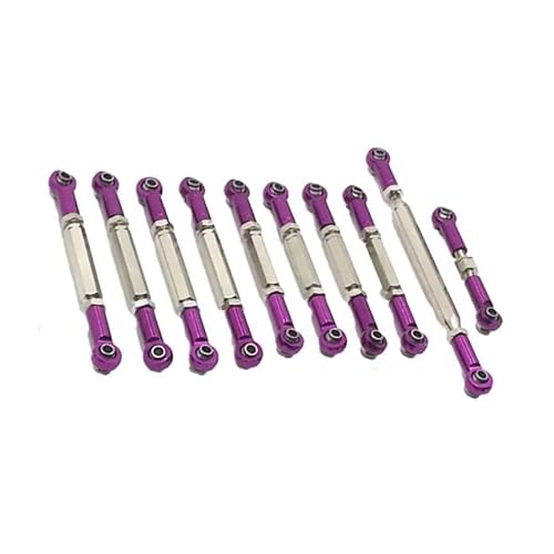 MGHGFYTAS Pull Rod Link Linkage Kompatibel Mit MN D90 D91 D96 D99S MN99S MN90 1/12 RC-Auto-Tuning-Teile, 10-teiliges Metall-Zugstangen-Lenkstangen-Set(Purple) von MGHGFYTAS