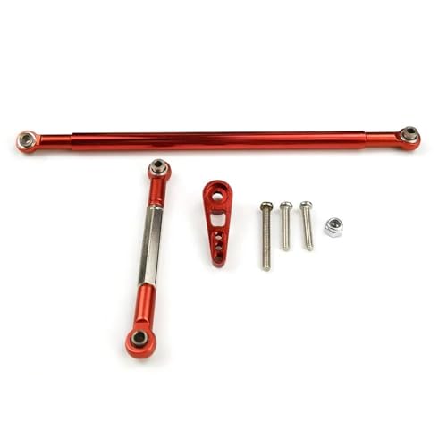 MGHGFYTAS Pull Rod Link Linkage Kompatibel Mit MN MN86K MN86KS 1/12 RC Car Crawler Upgrade-Teile Metallteil Einstellbare Lenkverbindung Servoverbindung Zugstange Servoarm(Red) von MGHGFYTAS