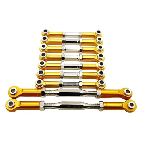 MGHGFYTAS Pull Rod Link Linkage Kompatibel Mit WLtoys K949-015 1/10 RC Car Upgrade Teile Zubehör Metall Zugstange Lenkung Servo Link Gestänge Arm Spurstange(Yellow) von MGHGFYTAS