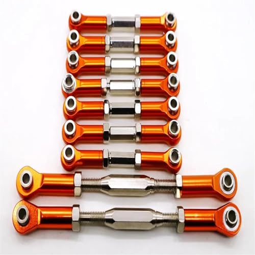 MGHGFYTAS Pull Rod Link Linkage Kompatibel Mit WLtoys K949 10428 1/10 RC-Autoteil, Lenkstangensatz Aus Aluminiumlegierung, RC-Lenkstangensatz, RC-Auto-Verbindungsstange(Orange) von MGHGFYTAS