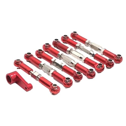 MGHGFYTAS Pull Rod Link Linkage Kompatibel Mit Wltoys 144001 1/14 Straßenfahrzeugen, Lenkstangensatz, RC-Autoteil, Radstand, RC-Lenkstangensatz, RC-Auto-Verbindungsstange(Red) von MGHGFYTAS