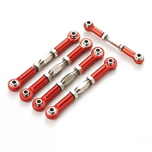 MGHGFYTAS Pull Rod Link Linkage Kompatibel Mit XTE Für XBE 1/10 RC-Autoteil, Aluminiumlegierung, Radstand, Lenkstangensatz, RC-Lenkstangensatz(Red) von MGHGFYTAS