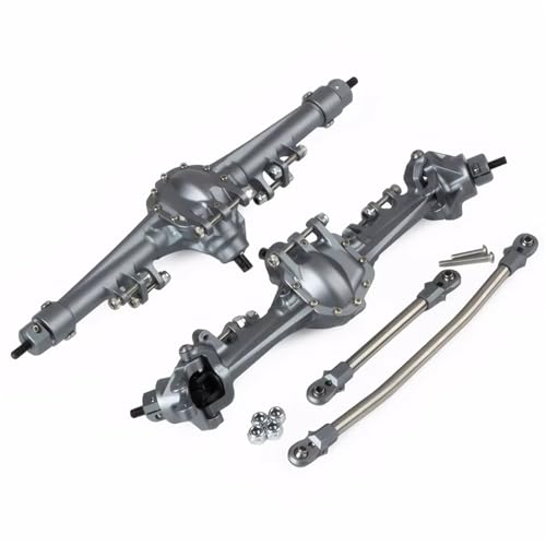 MGHGFYTAS RC Achse Set Kompatibel Mit Axial SCX10 1/10 RC Auto Ersatzteil Ersatzzubehör Aluminiumlegierung Upgrade Vorder-/Hinterachse(Gray) von MGHGFYTAS