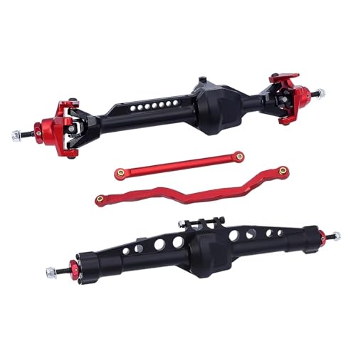 MGHGFYTAS RC Achse Set Kompatibel Mit Axial SCX10 Achsen CNC Aluminium Vorne Hinten Gerade Achsen Set 1/10 RC Crawler Upgrade Teile Zubehör(Red,Rear and Front) von MGHGFYTAS