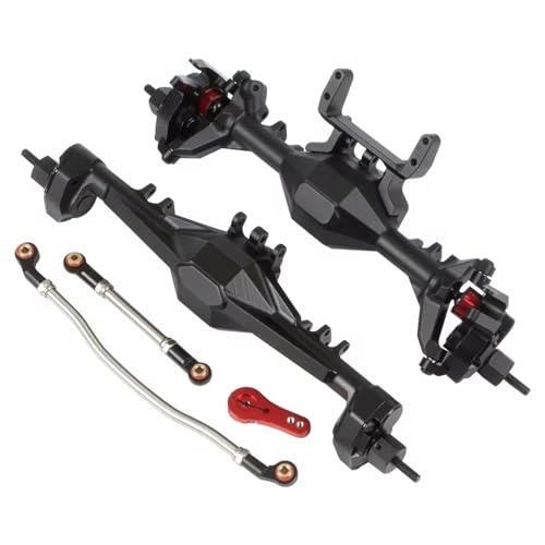 MGHGFYTAS RC Achse Set Kompatibel Mit Axial SCX10 II 90046 Für RGT 86100 Für Redcat GEN8, Aluminium, Integrierte Vorder- Und Hinterportalachse, 1/10 RC Crawler Car(Black,Rear Front Axle) von MGHGFYTAS