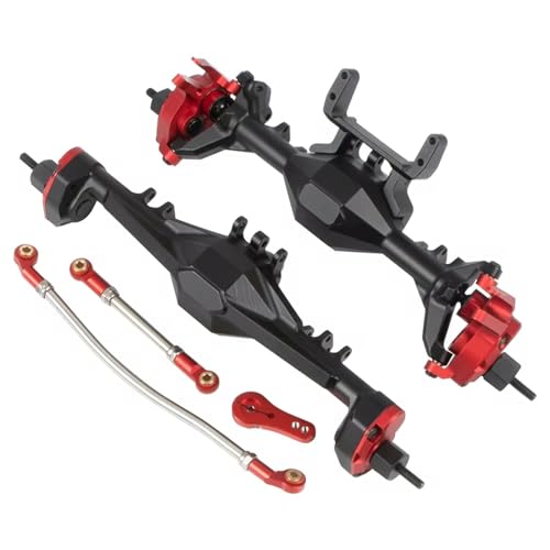 MGHGFYTAS RC Achse Set Kompatibel Mit Axial SCX10 II 90046 Für RGT 86100 Für Redcat GEN8, Aluminium, Integrierte Vorder- Und Hinterportalachse, 1/10 RC Crawler Car(Red,Rear Front Axle) von MGHGFYTAS