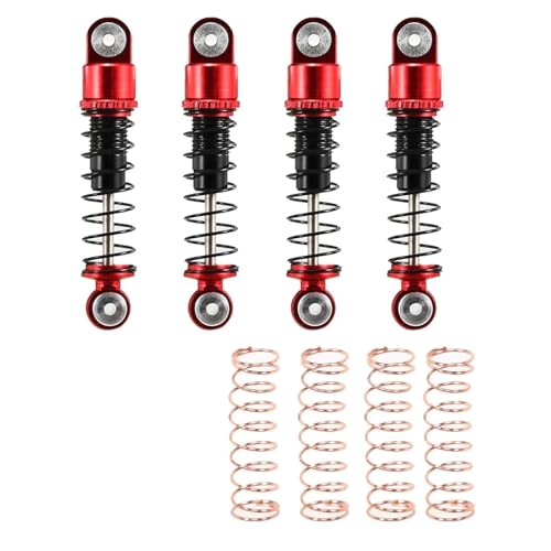 MGHGFYTAS RC Auto Dämpfer Kompatibel Mit Axial SCX24 C10 Für JLU Für Gladiator Für Bronco 1/24 RC Crawler Auto-Upgrade-Teile, 4-teilig, Metall-Stoßdämpfer, Öldämpfer(Red) von MGHGFYTAS