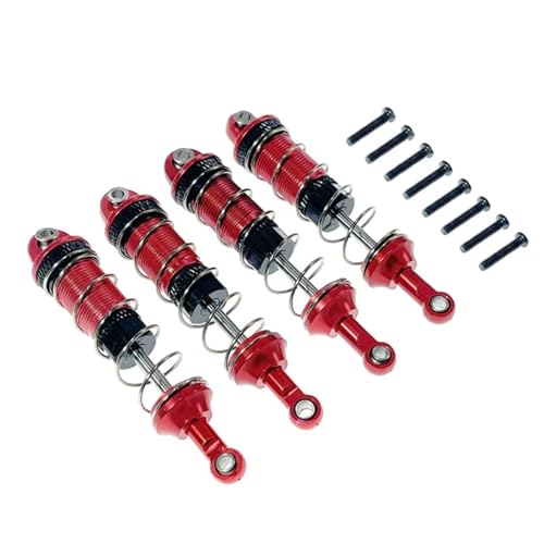 MGHGFYTAS RC Auto Dämpfer Kompatibel Mit MJX 16207 16208 16209 H16 H16BM 1/16 RC Car Upgrades Teile 4 Stück Aluminiumlegierung Vorne Hinten Ölstoßdämpfer(Red) von MGHGFYTAS