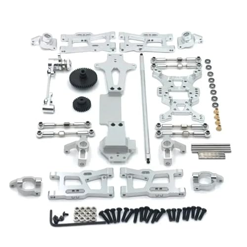 MGHGFYTAS RC Auto Upgrade Teile Für Wltoys 144001 144002 144010 1/14 RC Auto Metall Upgrade Teile Kits Für Schwinge Link Stange Lenkung Block RC Auto Upgrade Teile Zubehör(Silver) von MGHGFYTAS