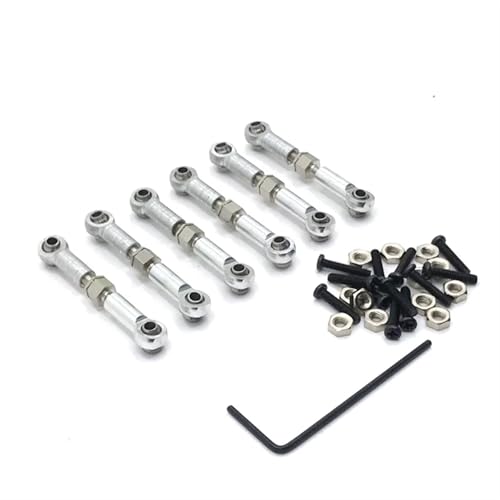 MGHGFYTAS RC Auto Upgrade Teile Für Wltoys Für 184011 A949 A959 A969 A979 K929 1/18 Metall Linkage Zugstange Vorne/Hinten Servo Link Krawatte Stange RC Auto Upgrade Ersatzteile(Silver) von MGHGFYTAS