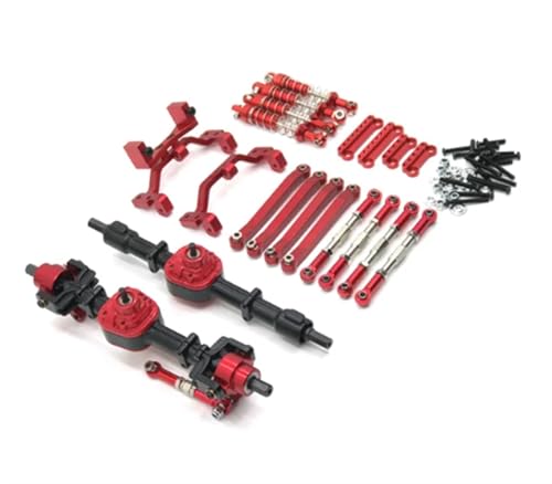 MGHGFYTAS RC Auto Zubehör Für MN98 99S Für MN D90 D91 D96 1/12 RC Autoteile Upgrade Vorder- Und Hinterachse Baugruppe Spurstange Stoßdämpferhalterung Kit Änderung(Red) von MGHGFYTAS