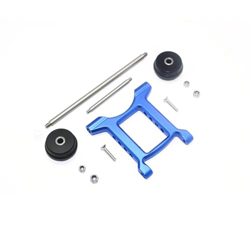 MGHGFYTAS RC Auto Zubehör Kompatibel Mit ARRMA Für Big Für Rock Für Crew Cab 3S AR102711 1/10 RC Auto Verstellbares Hinteres Anti-Roll-Rad Wheelie Bar Set AR320403(Blue) von MGHGFYTAS