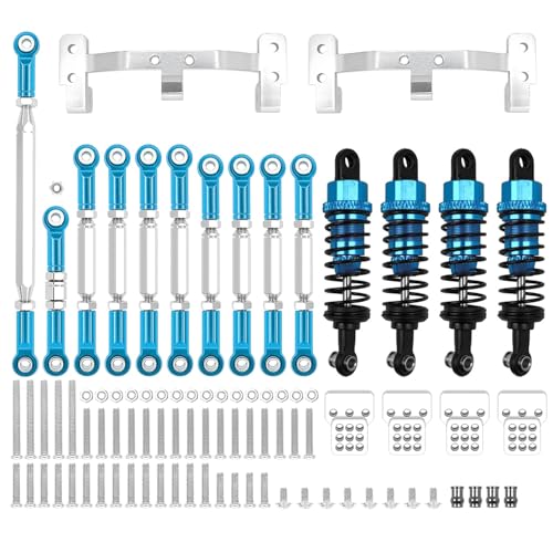 MGHGFYTAS RC Auto Zubehör Kompatibel Mit MN D90 Für MN99S Metall Für Chassis Verbindungsstange Zugstangenhalterung Stoßdämpfer-Sets RC-Car-Upgrades Teile Zubehör(Blue) von MGHGFYTAS