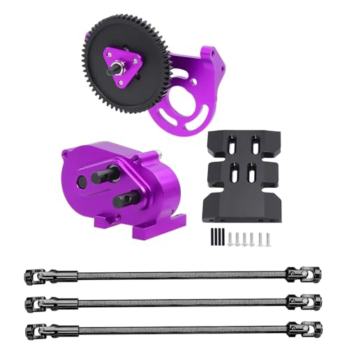 MGHGFYTAS RC Auto Zubehör Kompatibel Mit SCX10 I II 90046 Für Capra Für TRX4 Für LCG Prefixal Gearbox Front Motor Transmission Mit Antriebswelle 1/10 RC Crawler(Purple) von MGHGFYTAS