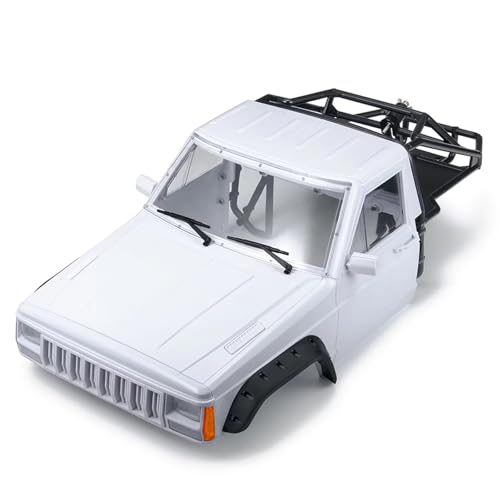 MGHGFYTAS RC Auto Zubehör Kompatibel Mit TRX4 Für Axial Für SCX10 90046 1/10 RC Crawler Auto Upgrade Teile Zubehör Kunststoff Körper Cab/Back-Half Cage(White Complete Set) von MGHGFYTAS