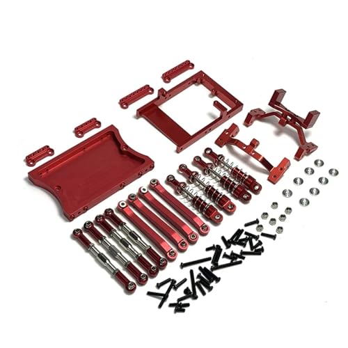 MGHGFYTAS RC Autoteile Für MN D90 D91 D96 Für MN98 Für MN99S 1/12 RC Auto Upgrade Teile Metall Chassis Link Stange Servo Halterung Stoßdämpfer Strahl Set(Red) von MGHGFYTAS