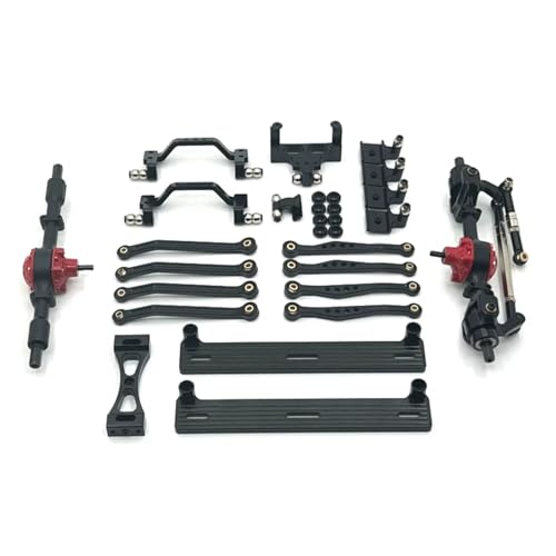 MGHGFYTAS RC Autoteile Für WPL 1/16 C64 RC Teile Metall Upgrade Vorder- Und Hinterachse Fuß Pedal Stange Suspension Rahmen Ruder Basis Set Modifizierte Teile(Black) von MGHGFYTAS